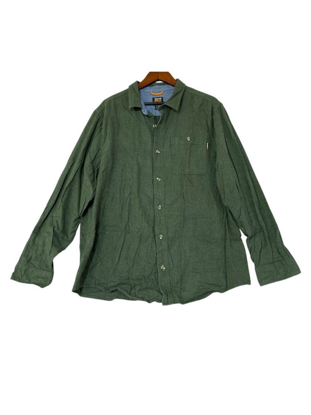 Timberland Pro Men's XL Green Original Fit Button-Up Shirt Cotton C0912